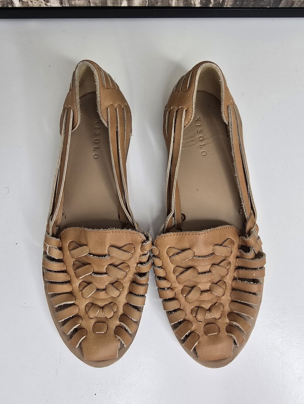 Nisolo Tan Leather Woven Huarache Sandals - Picture 9 of 10